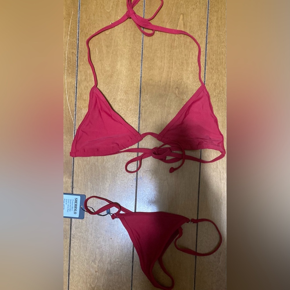 NWT Juniors Size Medium Sherrylo Red 2 piece Bikini Set